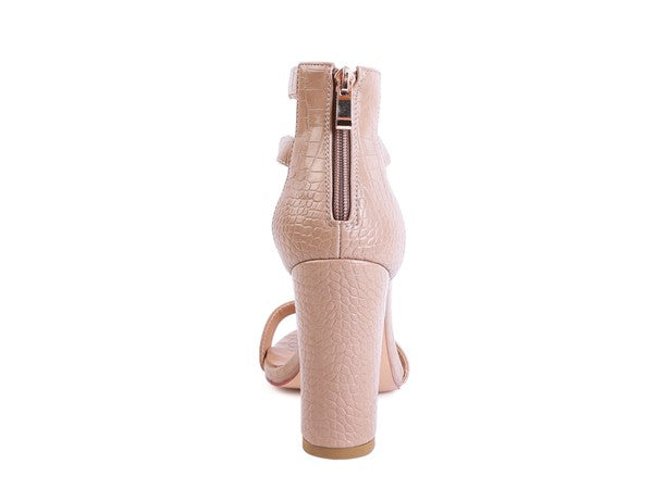 FELICITY Zip Up Croc Textured Sandals - Oh So Boujie