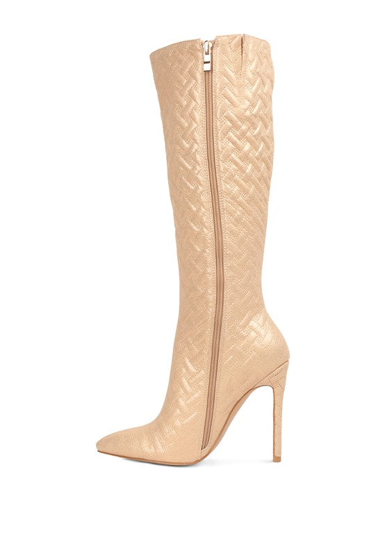 Tinkles Quilted High Heeled Calf Boots - Oh So Boujie