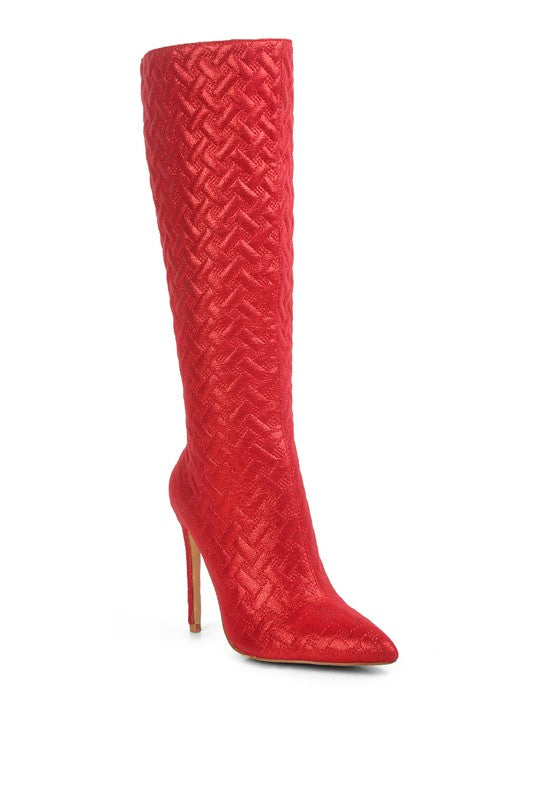 Tinkles Quilted High Heeled Calf Boots - Oh So Boujie