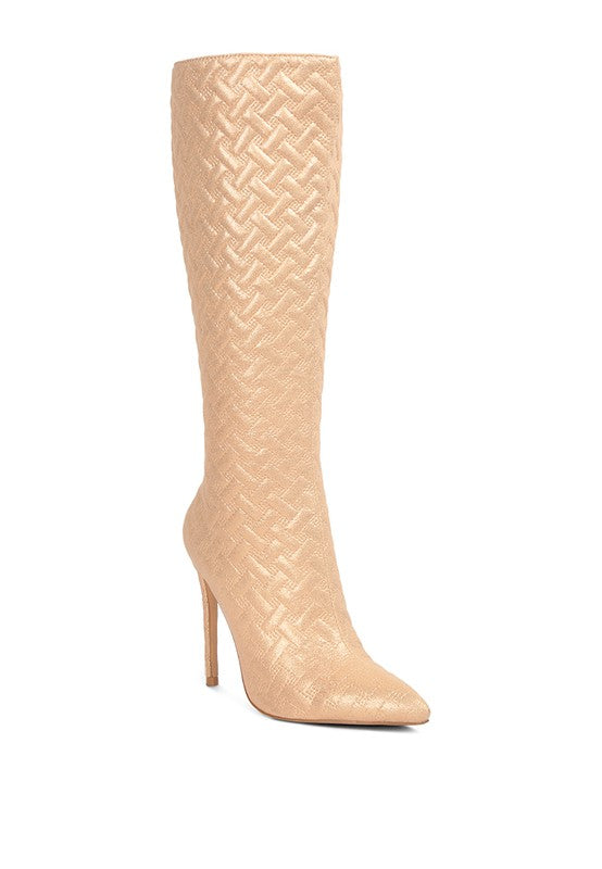 Tinkles Quilted High Heeled Calf Boots - Oh So Boujie