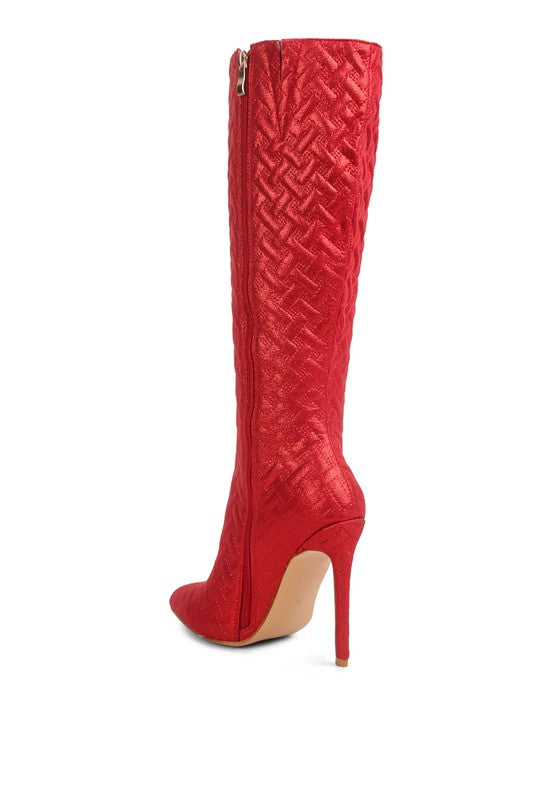 Tinkles Quilted High Heeled Calf Boots - Oh So Boujie