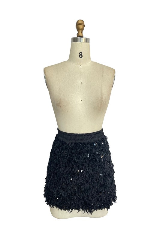 FEUX FEATHER SEQUINS SKIRT - Oh So Boujie