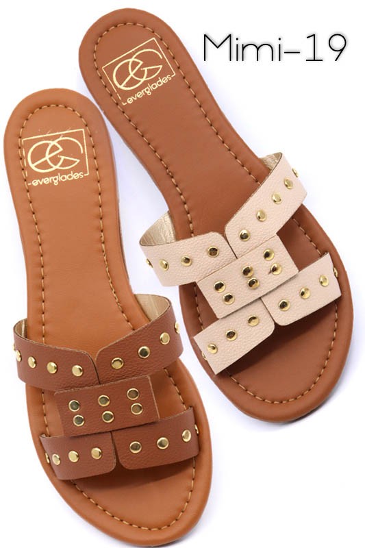 Slide sandal with rivet studs - Oh So Boujie