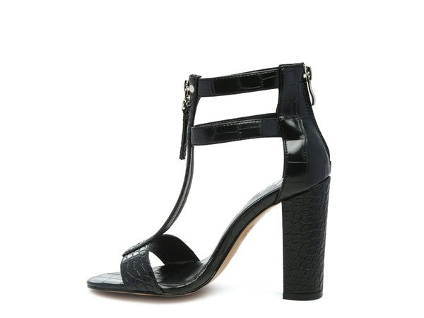 FELICITY Zip Up Croc Textured Sandals - Oh So Boujie