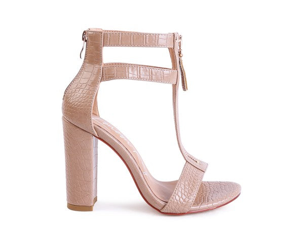 FELICITY Zip Up Croc Textured Sandals - Oh So Boujie