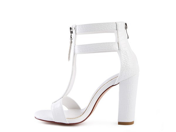 FELICITY Zip Up Croc Textured Sandals - Oh So Boujie