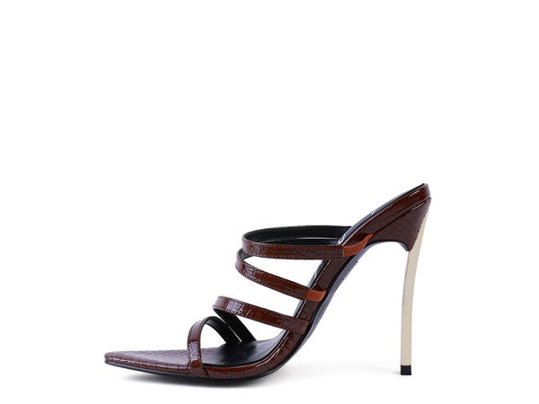 New Affair Croc Metal High Heeled Sandals - Oh So Boujie