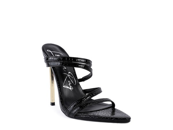 New Affair Croc Metal High Heeled Sandals - Oh So Boujie