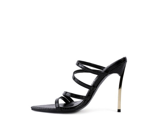 New Affair Croc Metal High Heeled Sandals - Oh So Boujie