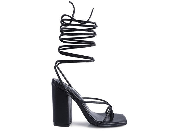 POLE DANCE LACE UP BLOCK HEELED SANDAL - Oh So Boujie