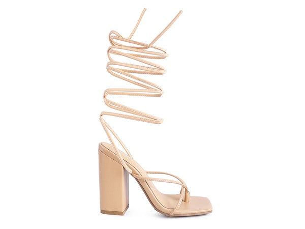 POLE DANCE LACE UP BLOCK HEELED SANDAL - Oh So Boujie