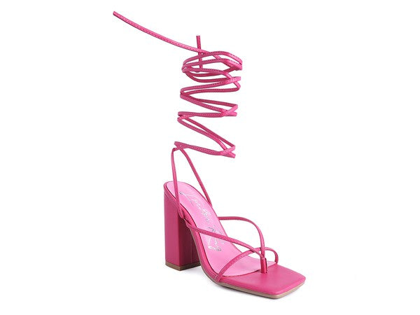 POLE DANCE LACE UP BLOCK HEELED SANDAL - Oh So Boujie