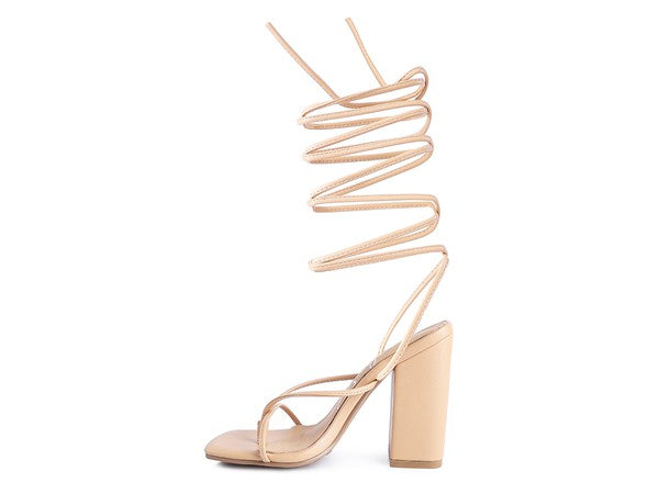 POLE DANCE LACE UP BLOCK HEELED SANDAL - Oh So Boujie