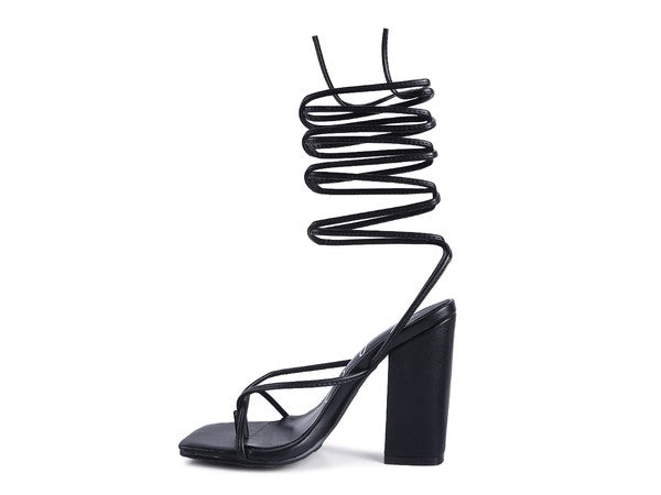 POLE DANCE LACE UP BLOCK HEELED SANDAL - Oh So Boujie