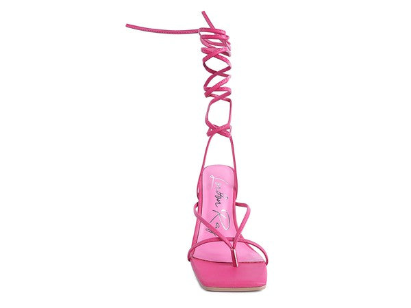 POLE DANCE LACE UP BLOCK HEELED SANDAL - Oh So Boujie