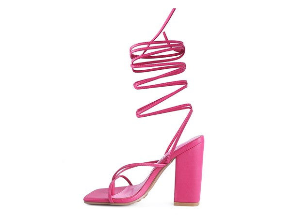 POLE DANCE LACE UP BLOCK HEELED SANDAL - Oh So Boujie