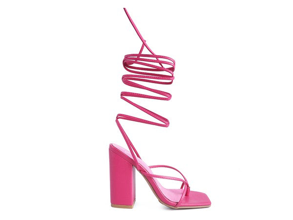 POLE DANCE LACE UP BLOCK HEELED SANDAL - Oh So Boujie