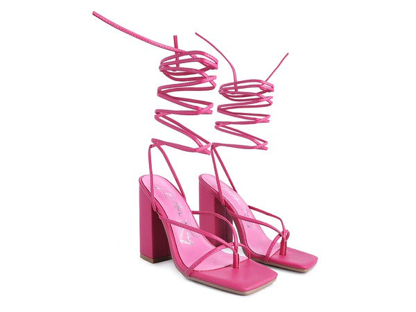 POLE DANCE LACE UP BLOCK HEELED SANDAL - Oh So Boujie