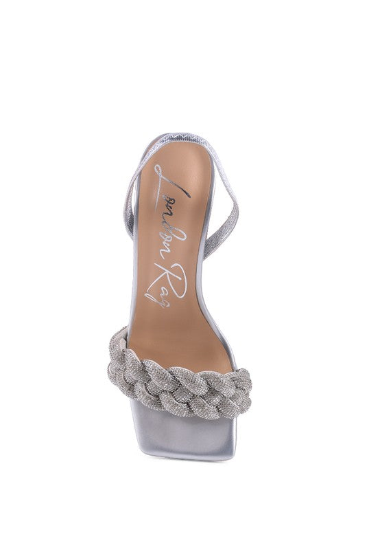 High Social Diamante Braided Trap Sandals - Oh So Boujie