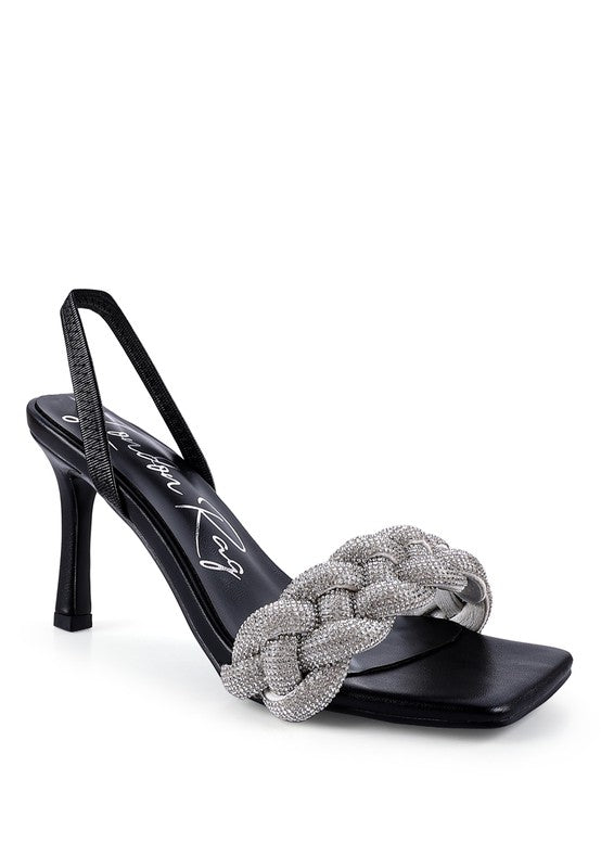 High Social Diamante Braided Trap Sandals - Oh So Boujie