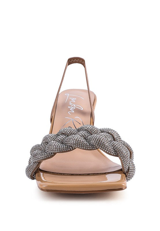 High Social Diamante Braided Trap Sandals - Oh So Boujie