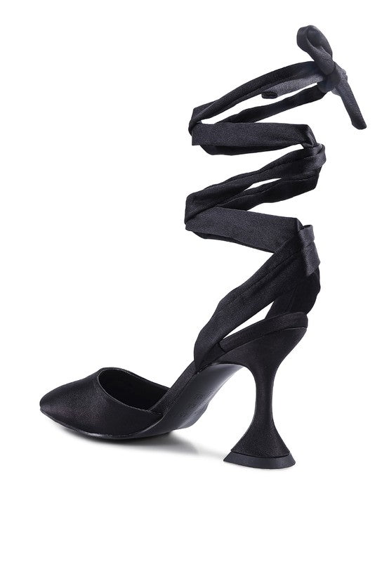 Fonda Kitten Heel Tie Up Satin Sandals - Oh So Boujie