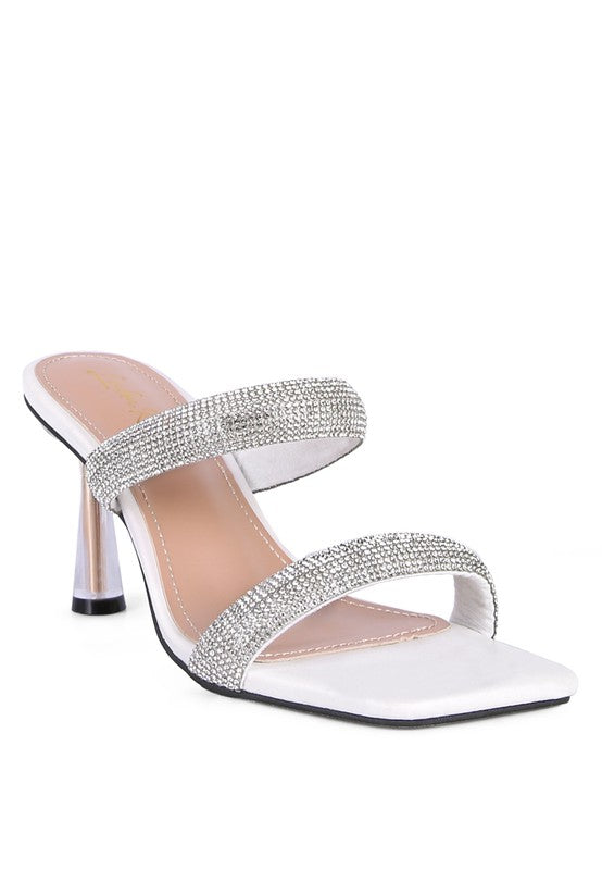 Dolls Diamante Mid Heel Slide Sandals - Oh So Boujie