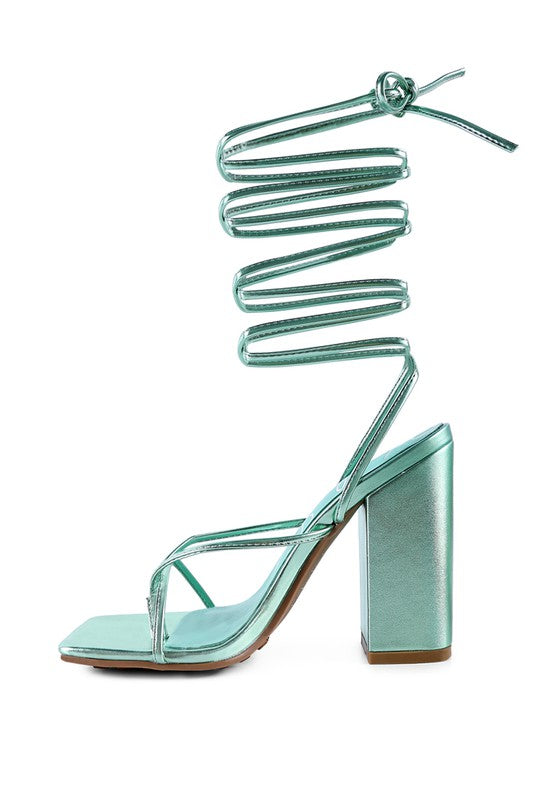 SHEWOLF LACE UP HIGH HEEL SANDALS - Oh So Boujie