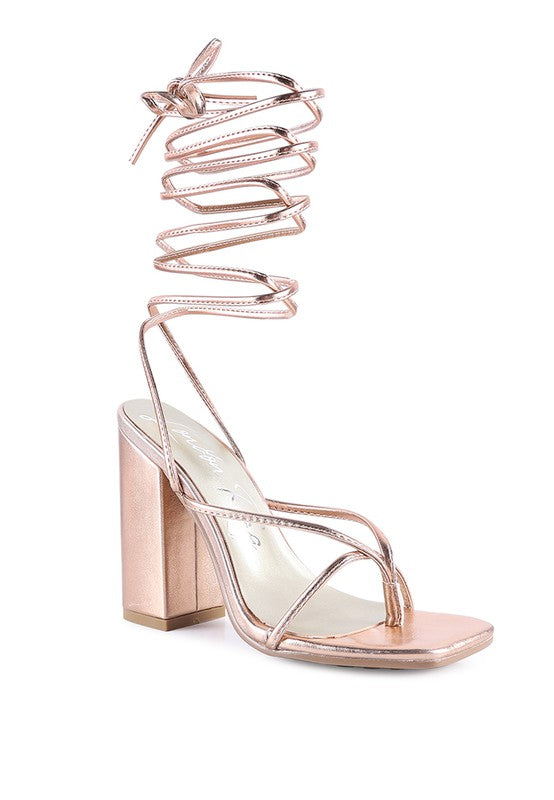 SHEWOLF LACE UP HIGH HEEL SANDALS - Oh So Boujie