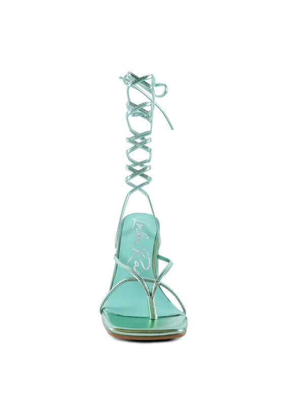 SHEWOLF LACE UP HIGH HEEL SANDALS - Oh So Boujie