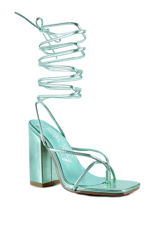 SHEWOLF LACE UP HIGH HEEL SANDALS - Oh So Boujie