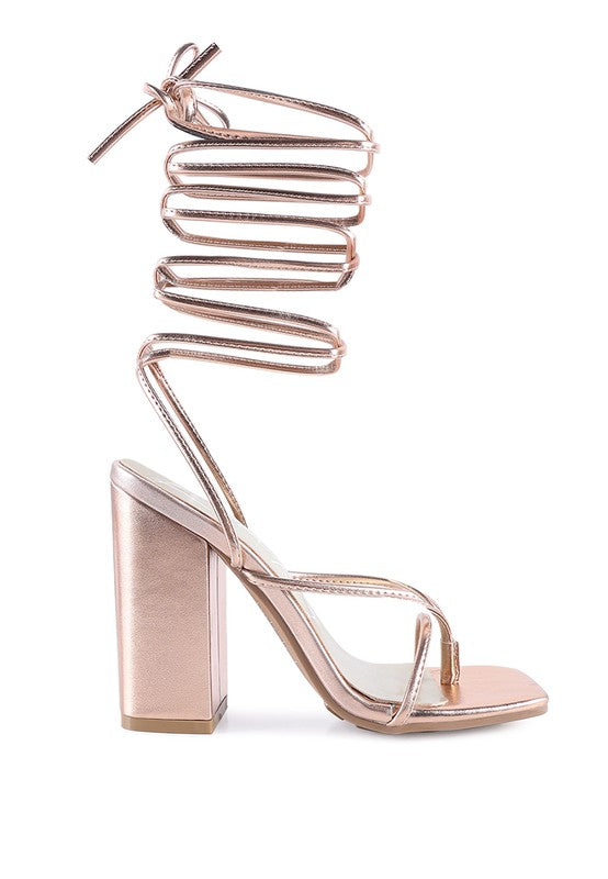 SHEWOLF LACE UP HIGH HEEL SANDALS - Oh So Boujie