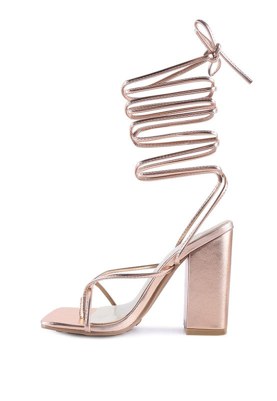 SHEWOLF LACE UP HIGH HEEL SANDALS - Oh So Boujie