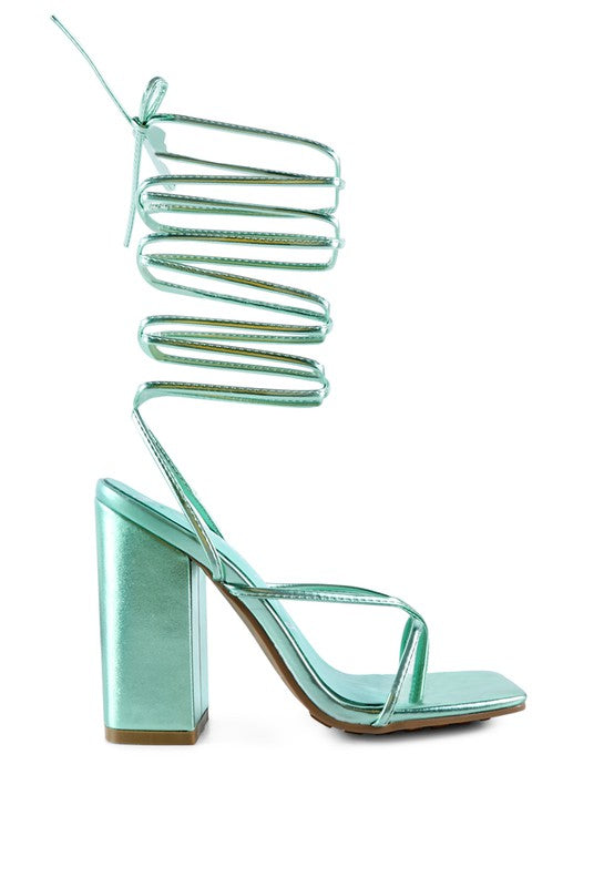 SHEWOLF LACE UP HIGH HEEL SANDALS - Oh So Boujie