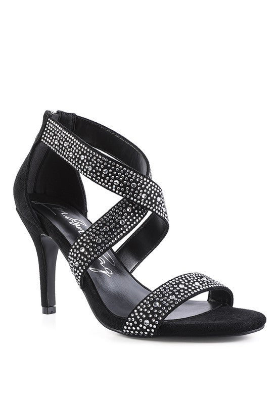 QUEEN BEE Rhinestone High Heeled Sandal - Oh So Boujie