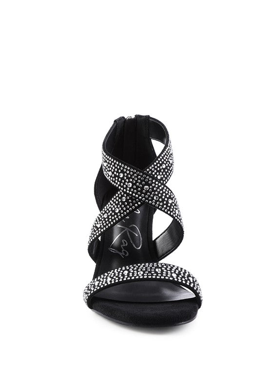 QUEEN BEE Rhinestone High Heeled Sandal - Oh So Boujie