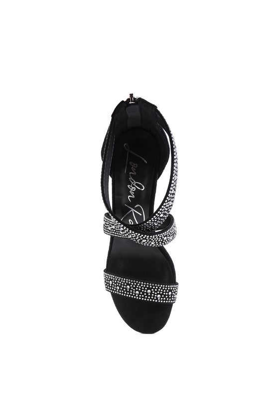 QUEEN BEE Rhinestone High Heeled Sandal - Oh So Boujie