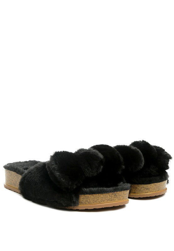 Fuzz Bow Fur Flats - Oh So Boujie