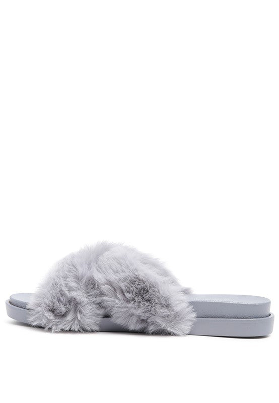 HOMEY FUR SLIP-ON FLATS - Oh So Boujie