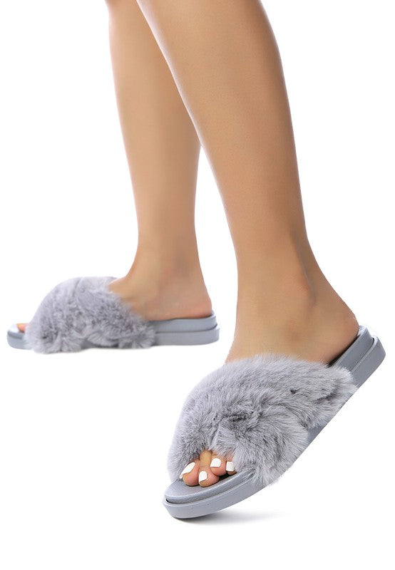 HOMEY FUR SLIP-ON FLATS - Oh So Boujie