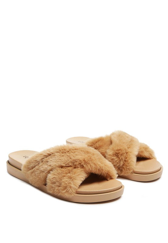 HOMEY FUR SLIP-ON FLATS - Oh So Boujie