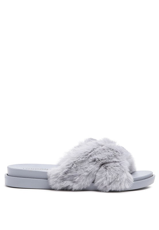 HOMEY FUR SLIP-ON FLATS - Oh So Boujie