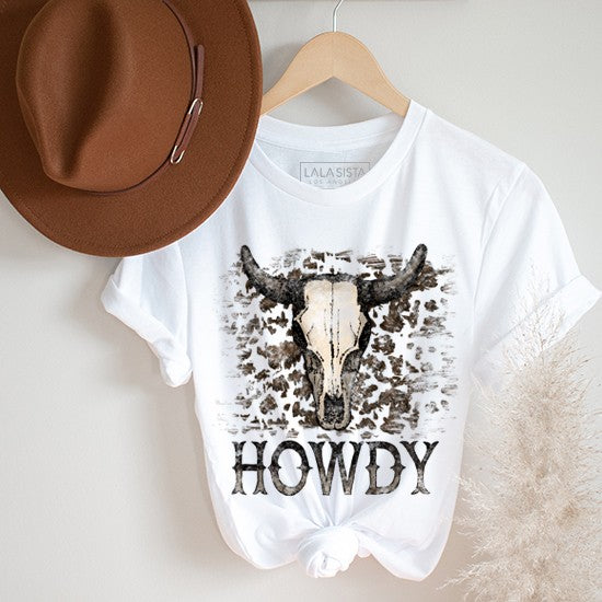 HOWDY COWSKULL GRAPHIC TOP - Oh So Boujie