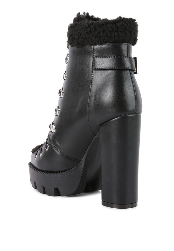 Pines Faux Leather Fur Collared Ankle Boots - Oh So Boujie