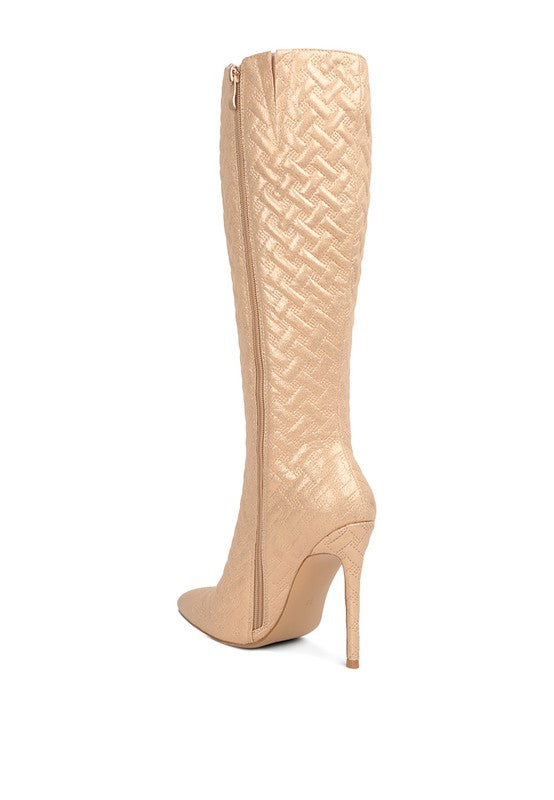 Tinkles Quilted High Heeled Calf Boots - Oh So Boujie