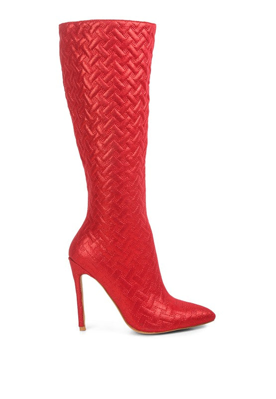 Tinkles Quilted High Heeled Calf Boots - Oh So Boujie