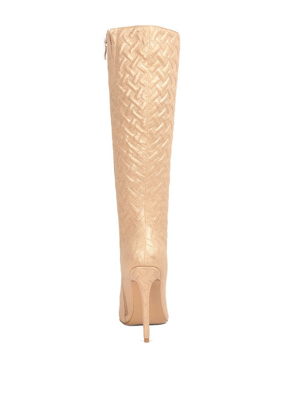 Tinkles Quilted High Heeled Calf Boots - Oh So Boujie