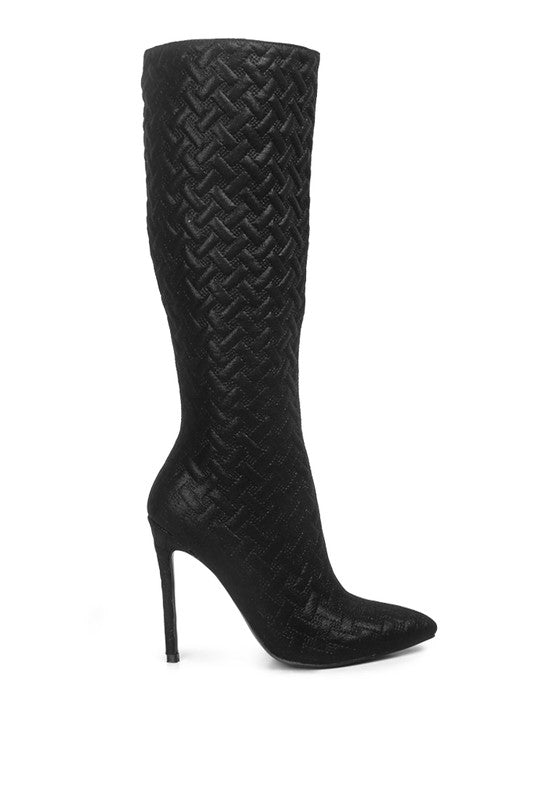 Tinkles Quilted High Heeled Calf Boots - Oh So Boujie