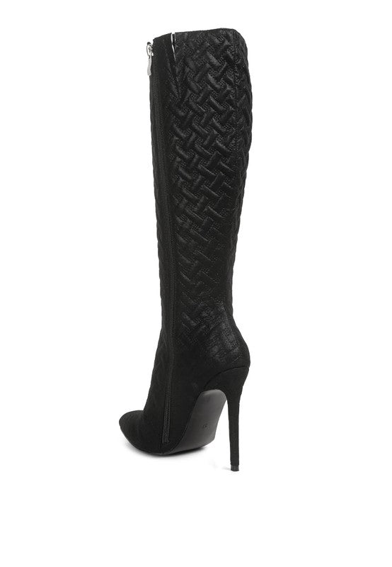 Tinkles Quilted High Heeled Calf Boots - Oh So Boujie