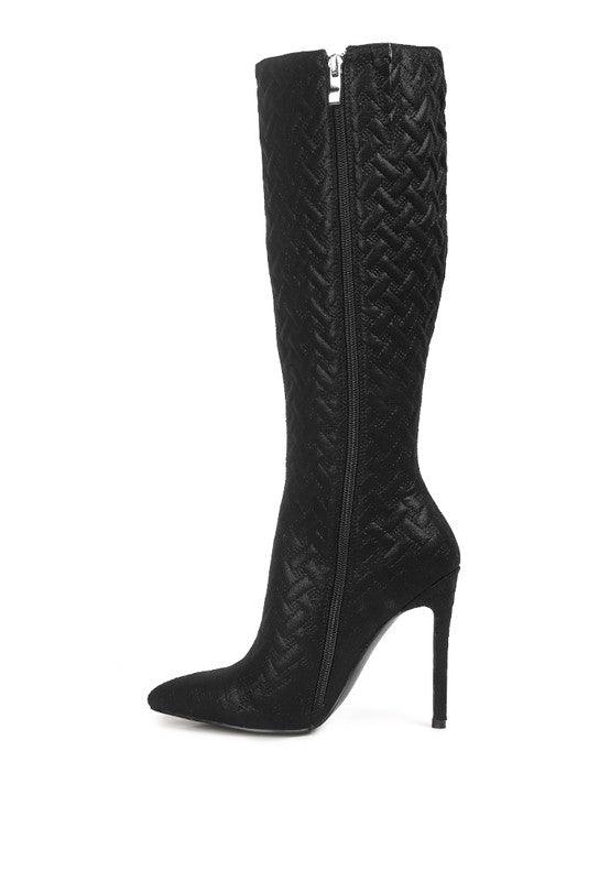 Tinkles Quilted High Heeled Calf Boots - Oh So Boujie